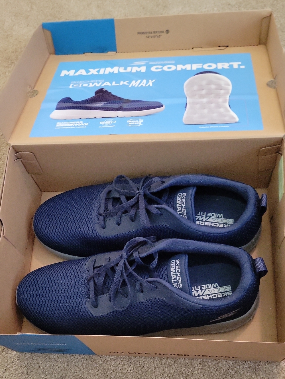 Skechers Men's Navy Mesh Lace-Up Walking Sneakers Size 12 Extra Wide - Picture 2 of 5
